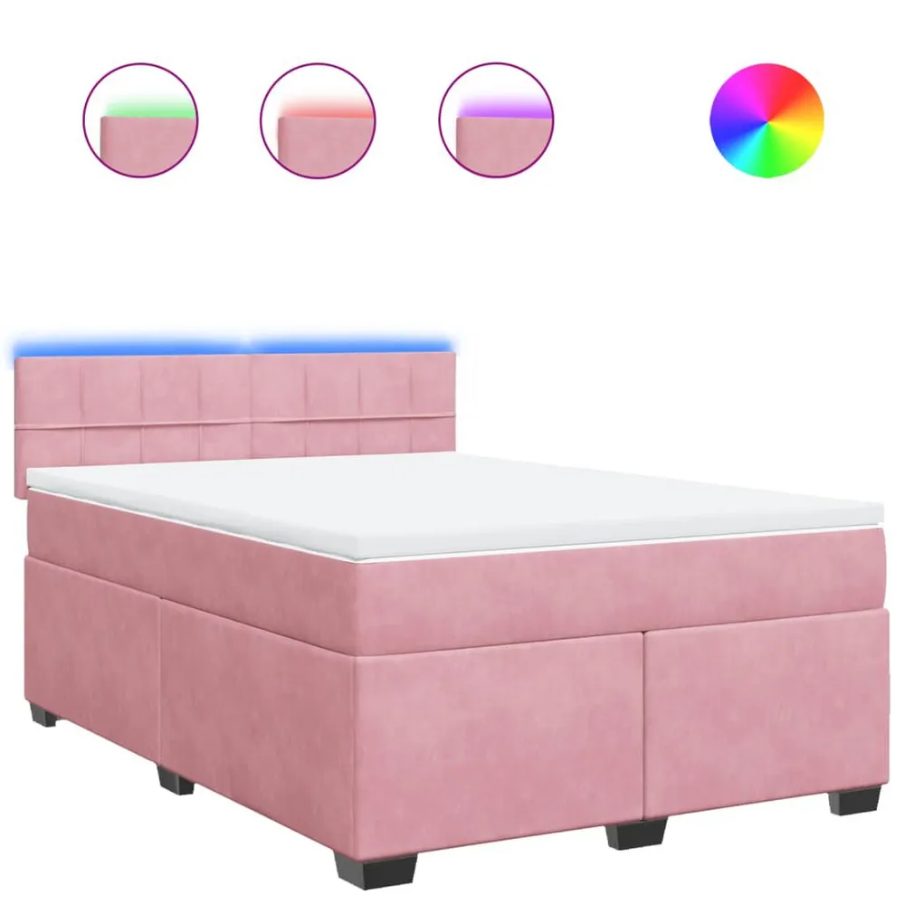 Cama com molasemcolchão 140x190 cm veludo rosa com Cabideiro Incluso
