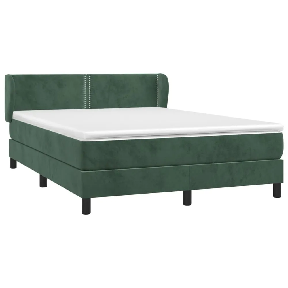 Cama com molasemcolchão 140x190 cm veludo verde-escuro em Pinho Natural