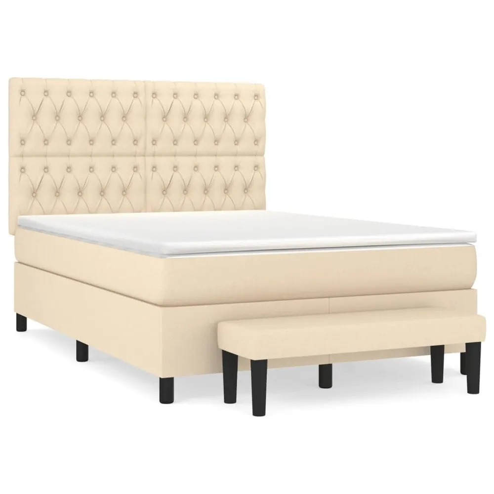 Cama com molasemcolchão 140x200 cm tecido cor creme para Quartos de Casal