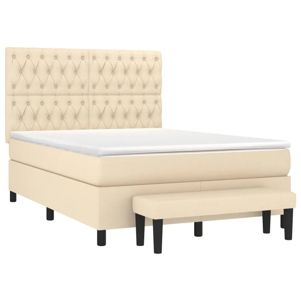 Cama com molasemcolchão 140x200 cm tecido cor creme para Quartos de Casal