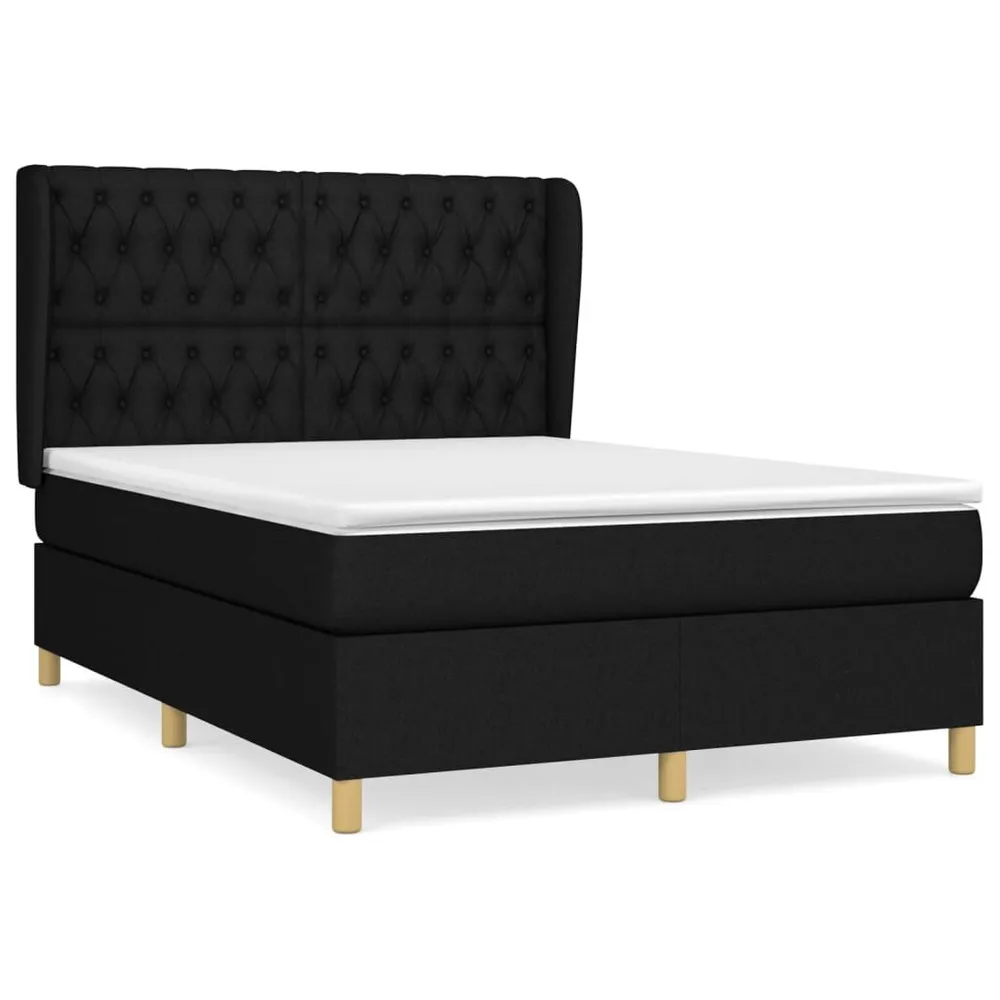 Cama com molasemcolchão 140x200 cm tecido preto | Montagem Inclusa