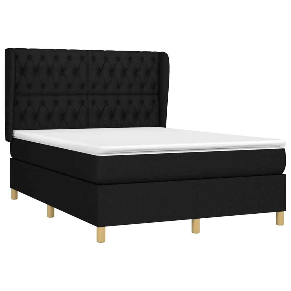 Cama com molasemcolchão 140x200 cm tecido preto | Montagem Inclusa