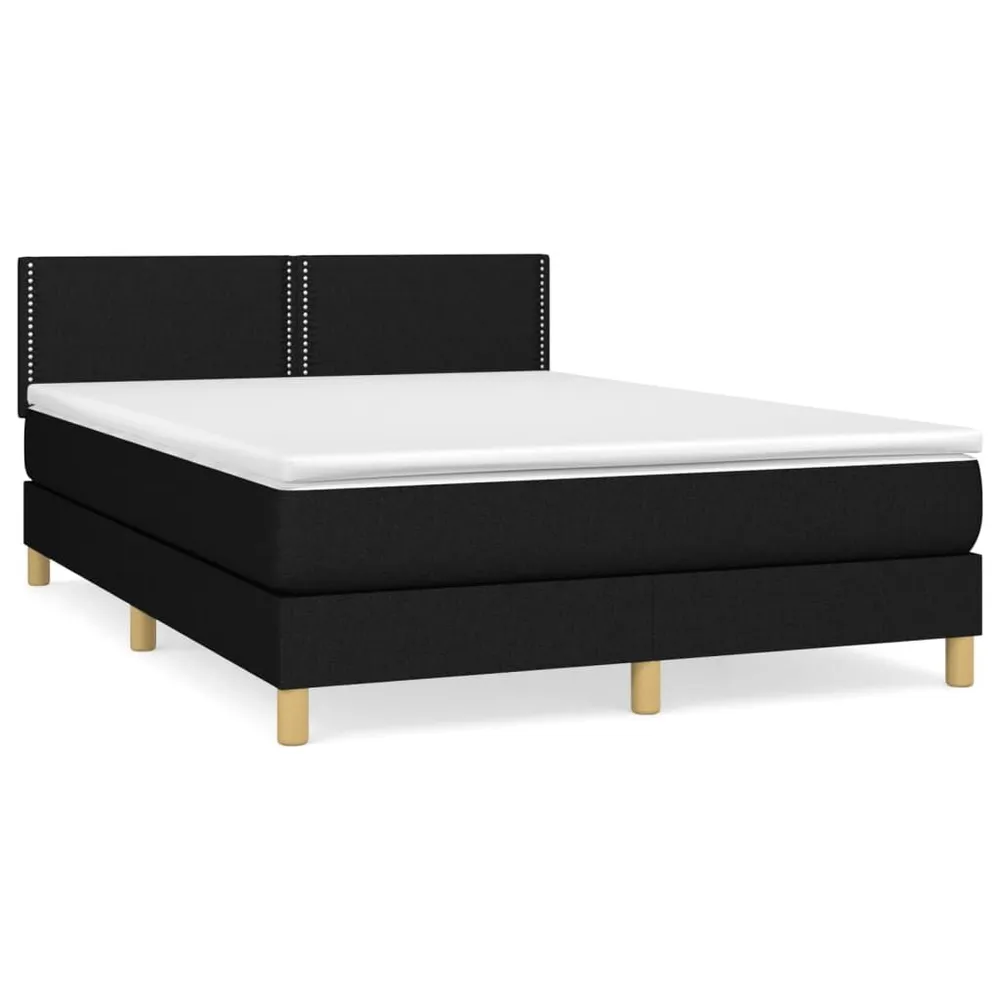 Cama com molasemcolchão 140x200 cm tecido preto com Gavetas de Armazenamento