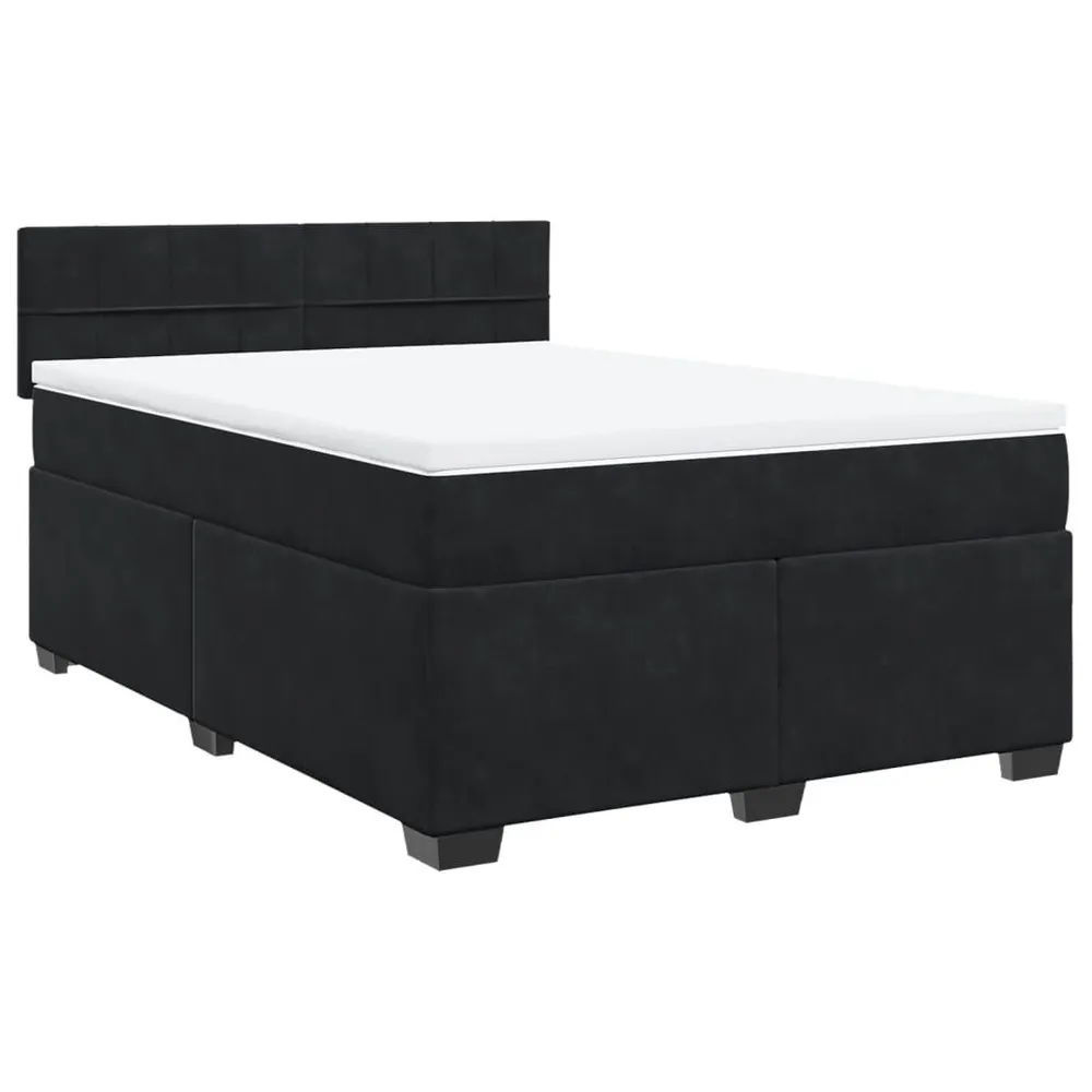 Cama com molasemcolchão 140x200 cm veludo preto | Design Escandinavo |