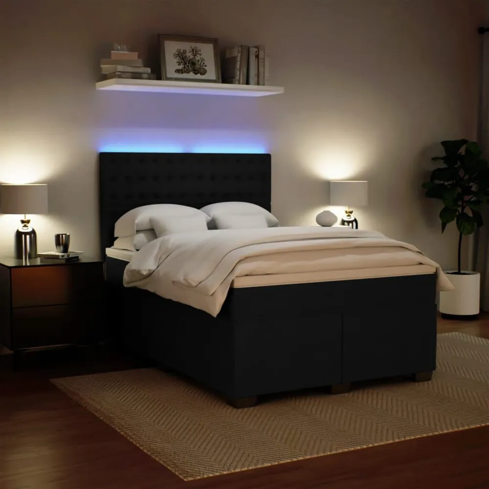 Cama com molasemcolchão 140x200 cm veludo preto com Colchão Incluso