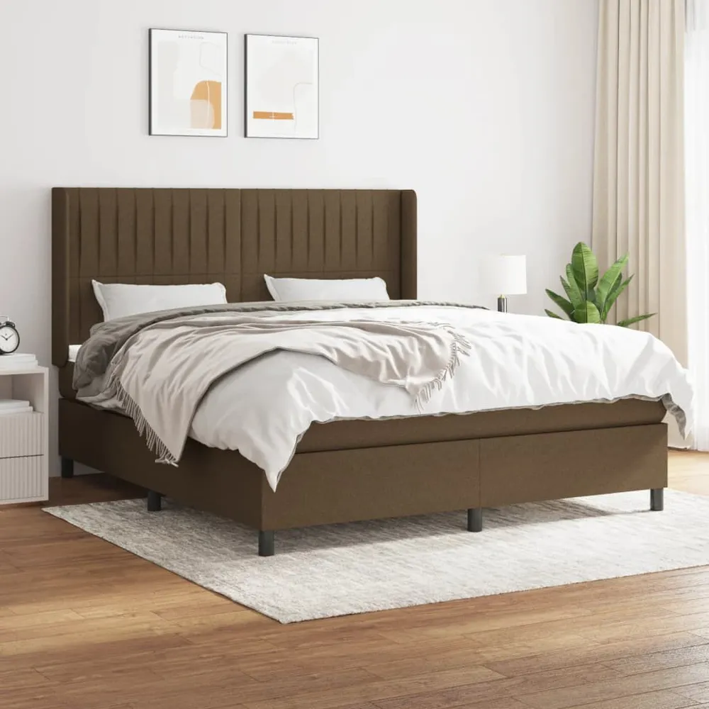 Cama com molasemcolchão 180x200 cm tecido castanho-escuro Medidas Queen Size