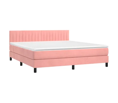 Cama com molasemcolchão 180x200 cm veludo rosa para Quartos de Casal
