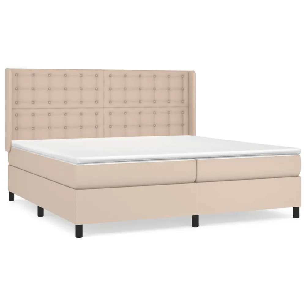 Cama com molasemcolchão 200x200 cm couro artificial cappuccino | Design Escandinavo |