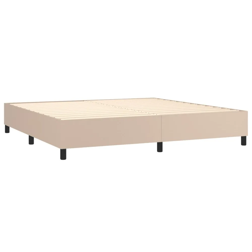 Cama com molasemcolchão 200x200 cm couro artificial cappuccino | Design Escandinavo |