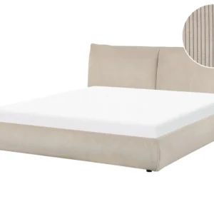 Cama de água de casal em bombazine taupe 180 x 200 cm VINAY