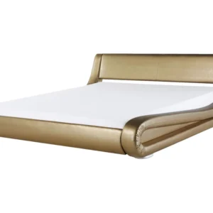 Cama de água de casal em pele dourada 160 x 200 cm AVIGNON