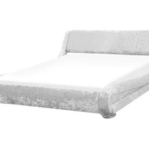 Cama de água de casal em veludo prateado 180 x 200 cm AVIGNON