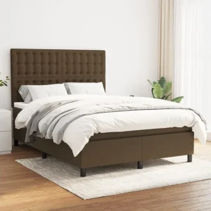 Cômoda Organizadora Cama com molas/colchão 140x200 cm tecido castanho-escuro