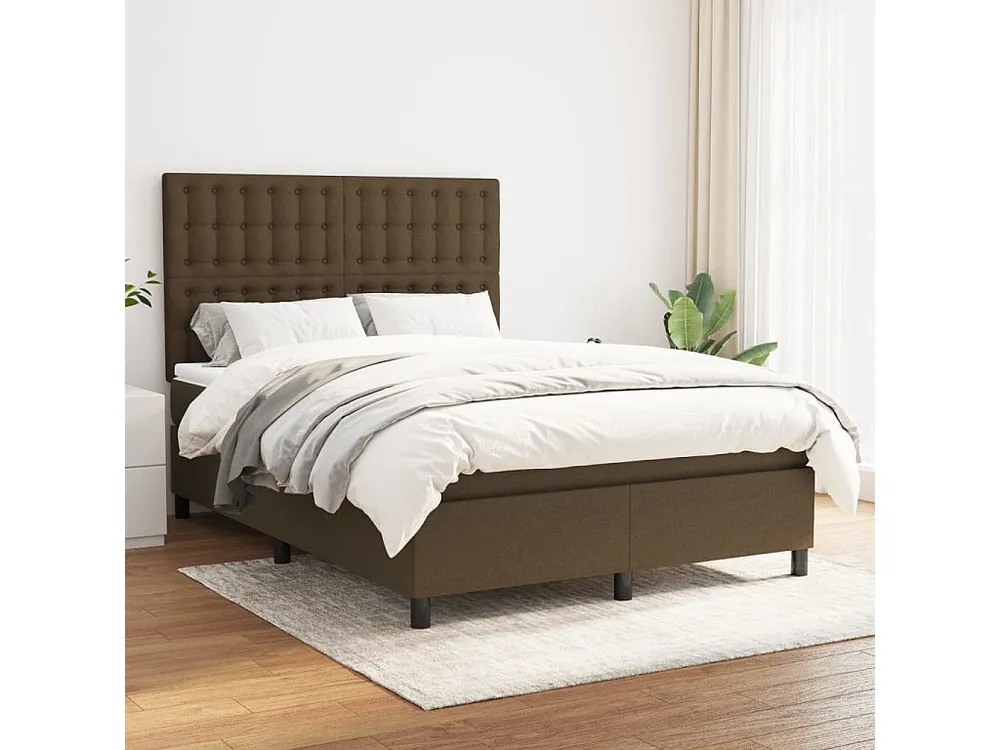 Cômoda Organizadora Cama com molas/colchão 140x200 cm tecido castanho-escuro