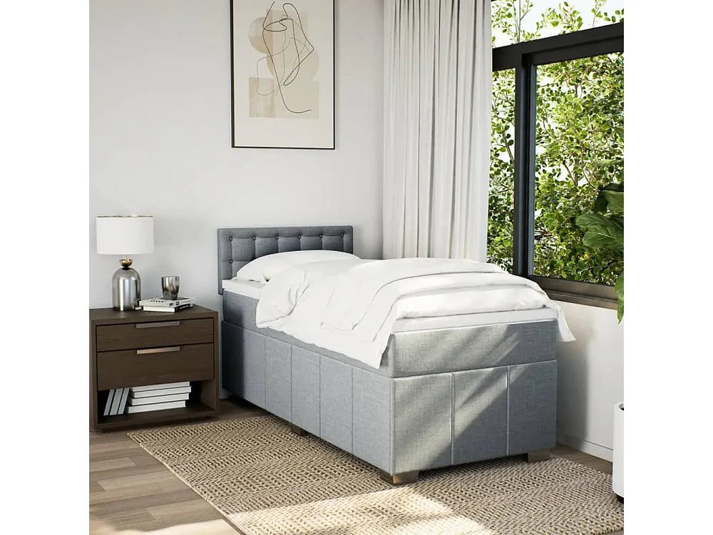 Cômoda Organizadora Cama com molas/colchão 90x200 cm tecido cinza-claro