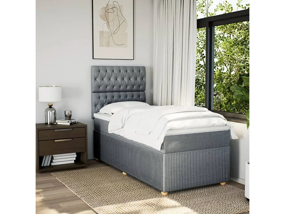 Cômoda Organizadora Cama com molas/colchão 90x200 cm tecido cinza-claro
