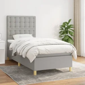 Cômoda Organizadora Cama com molas/colchão 90x200 cm tecido cinza-claro