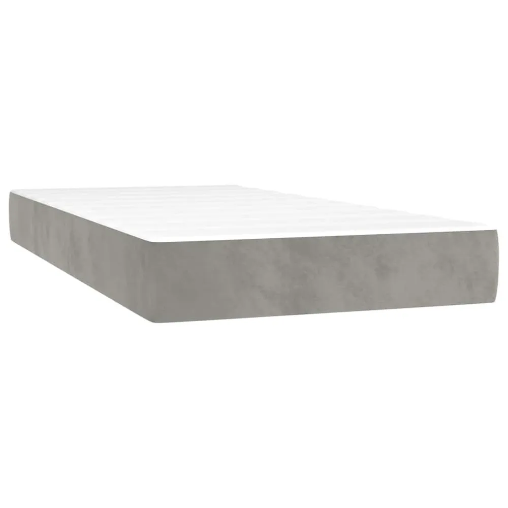Colchão de molas ensacadas 100x220x20 cm veludo cinza-claro para Quartos de Casal