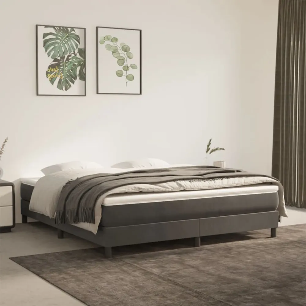 Colchão de molas ensacadas 180x200x20 cm veludo cinza-escuro Tecido Resistente