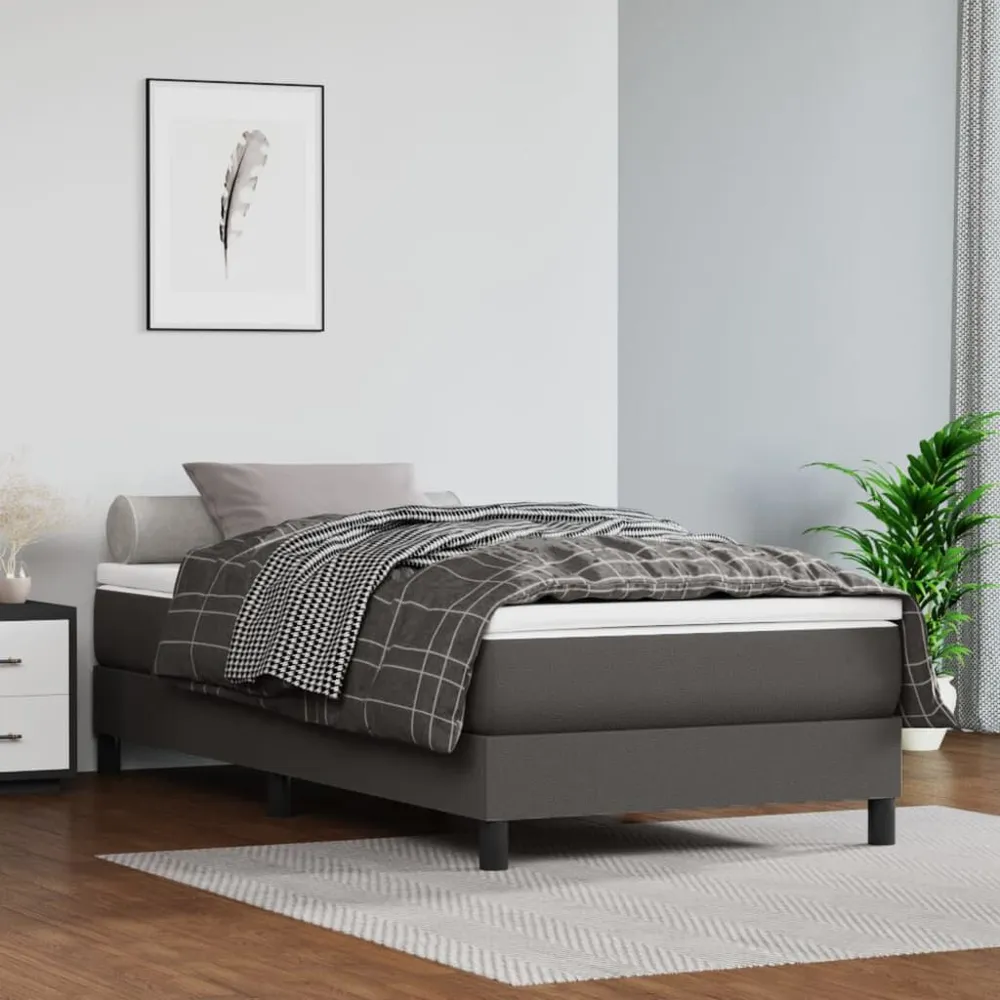 Colchão de molas ensacadas 90x190x20 cm couro artificial cinza Edição com Espelho