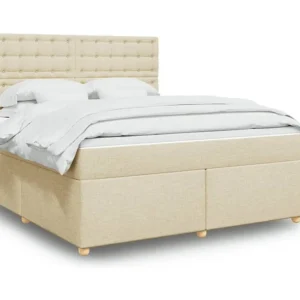 Conjunto Completo para Quarto Cama com molas/colchão 180x200 cm tecido cor creme
