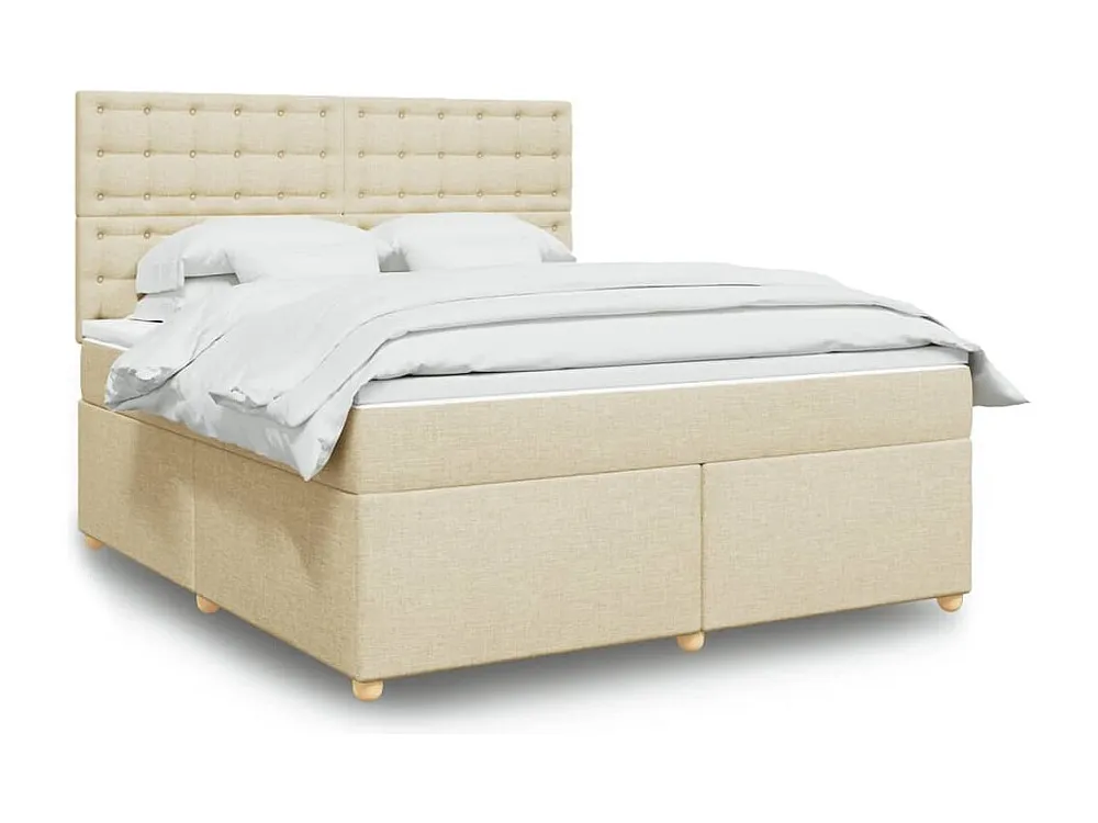 Conjunto Completo para Quarto Cama com molas/colchão 180x200 cm tecido cor creme