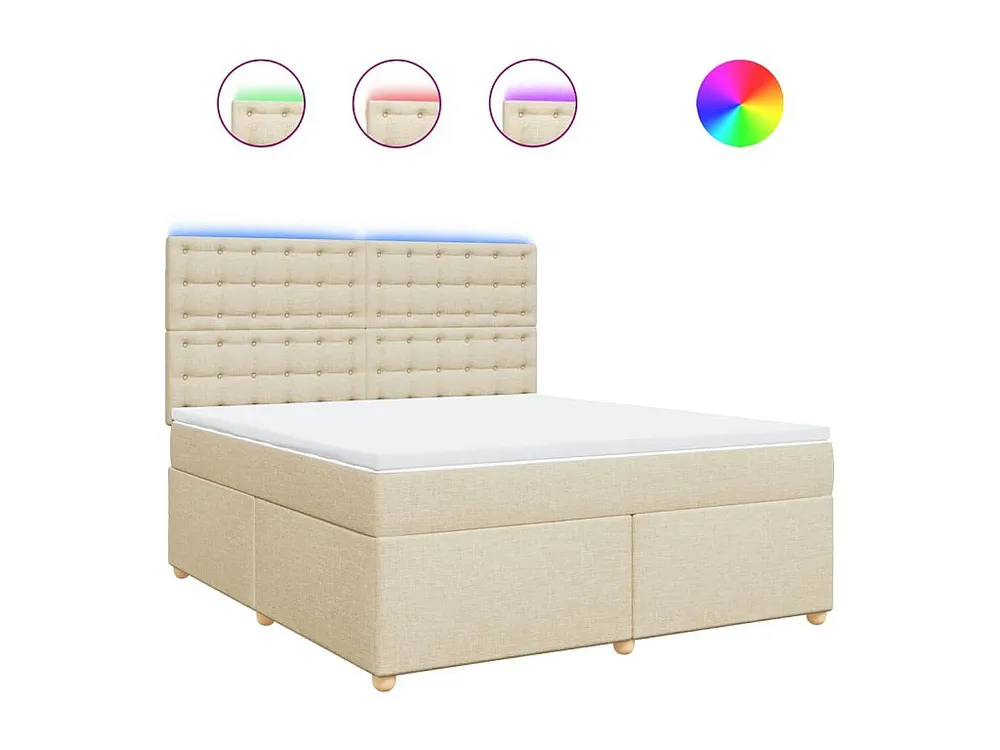 Conjunto Completo para Quarto Cama com molas/colchão 180x200 cm tecido cor creme