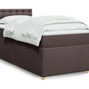 Conjunto Completo para Quarto Cama com molas/colchão 100x200 cm tecido castanho-escuro