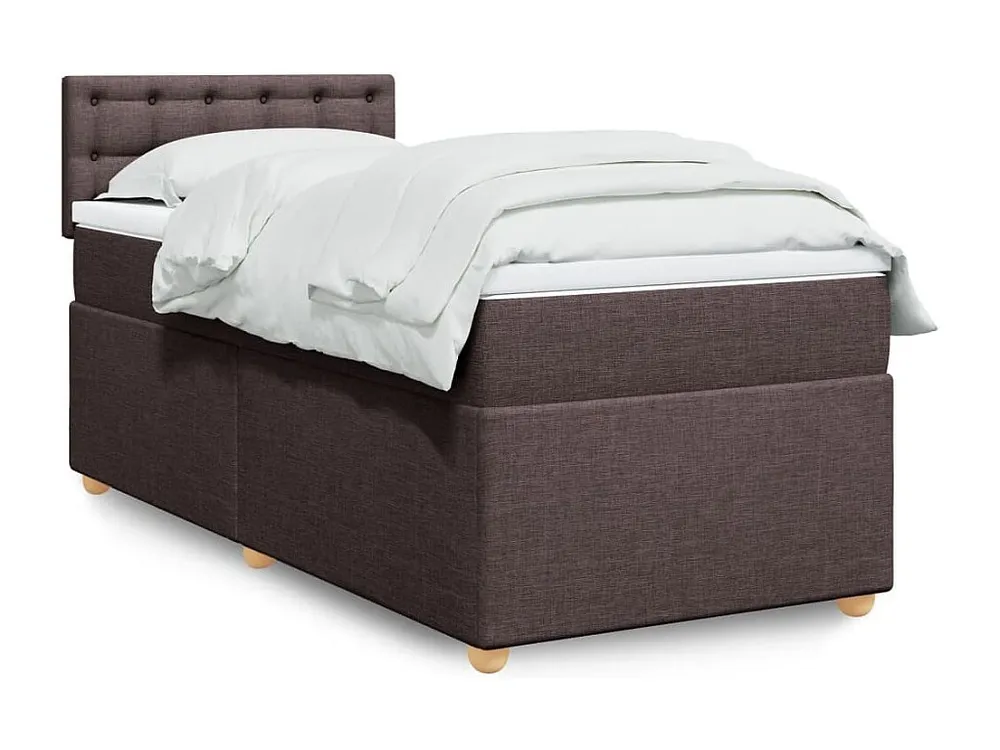 Conjunto Completo para Quarto Cama com molas/colchão 100x200 cm tecido castanho-escuro