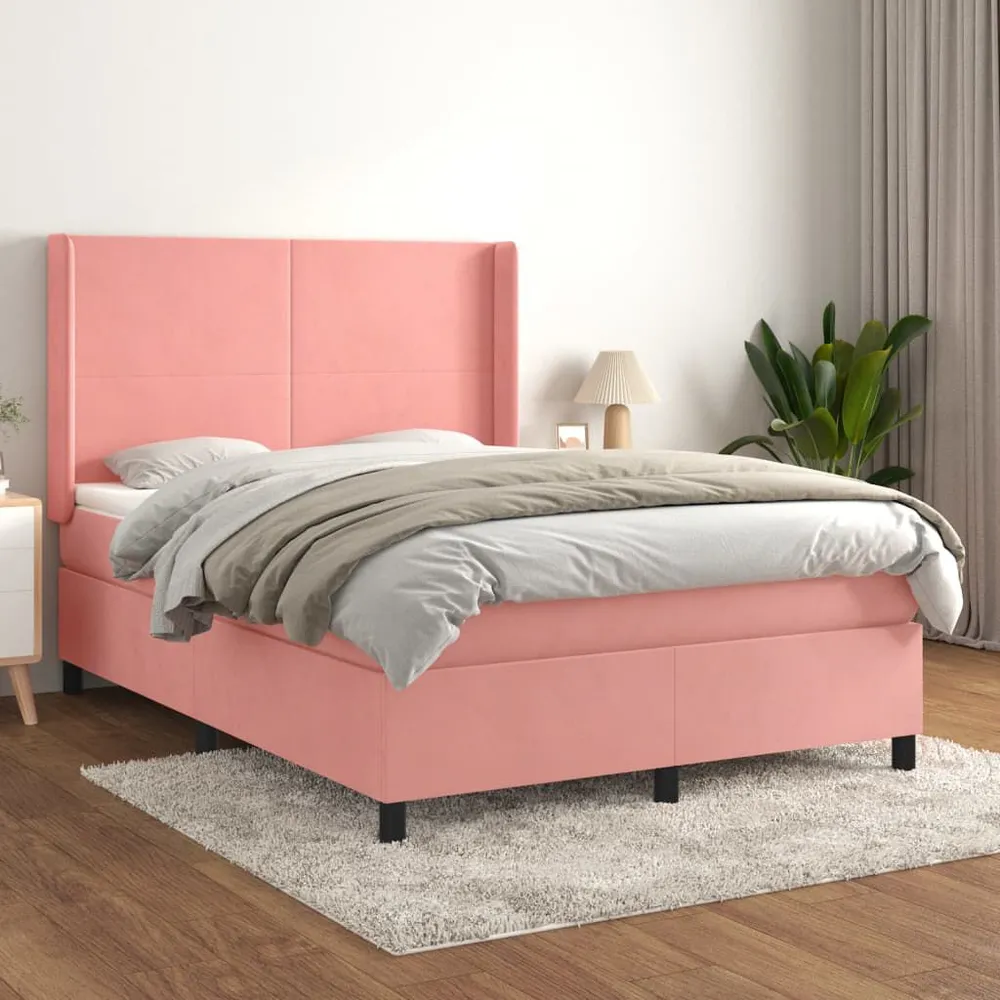 Conjunto Completo para Quarto Cama com molasemcolchão 140x200 cm veludo rosa