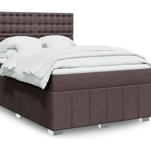Conjunto Completo para Quarto Cama com molas/colchão 140x200 cm tecido castanho-escuro
