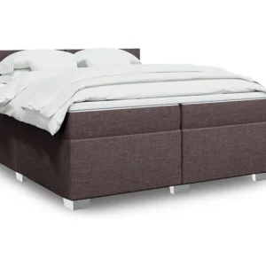 Conjunto Completo para Quarto Cama com molas/colchão 200x200 cm tecido castanho-escuro