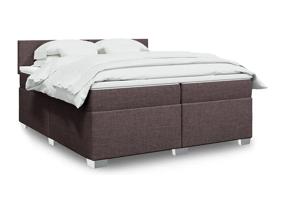 Conjunto Completo para Quarto Cama com molas/colchão 200x200 cm tecido castanho-escuro