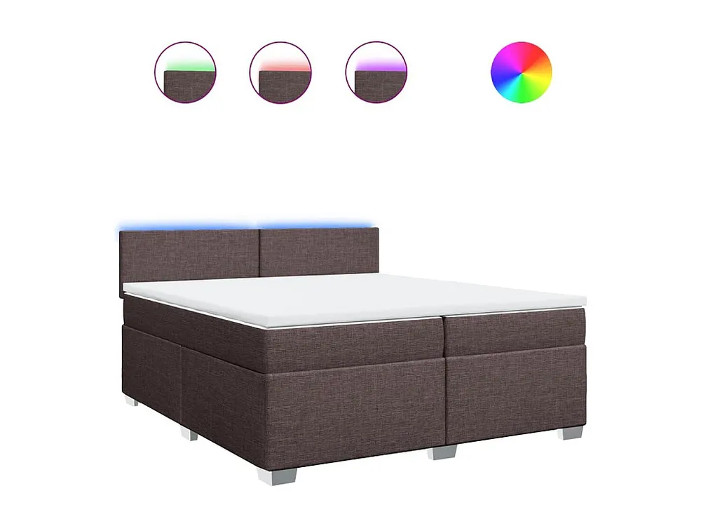 Conjunto Completo para Quarto Cama com molas/colchão 200x200 cm tecido castanho-escuro