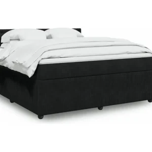 Conjunto Completo para Quarto Cama com molas/colchão 180x200 cm veludo preto