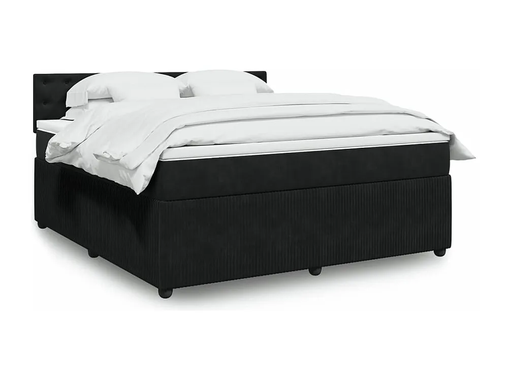 Conjunto Completo para Quarto Cama com molas/colchão 180x200 cm veludo preto