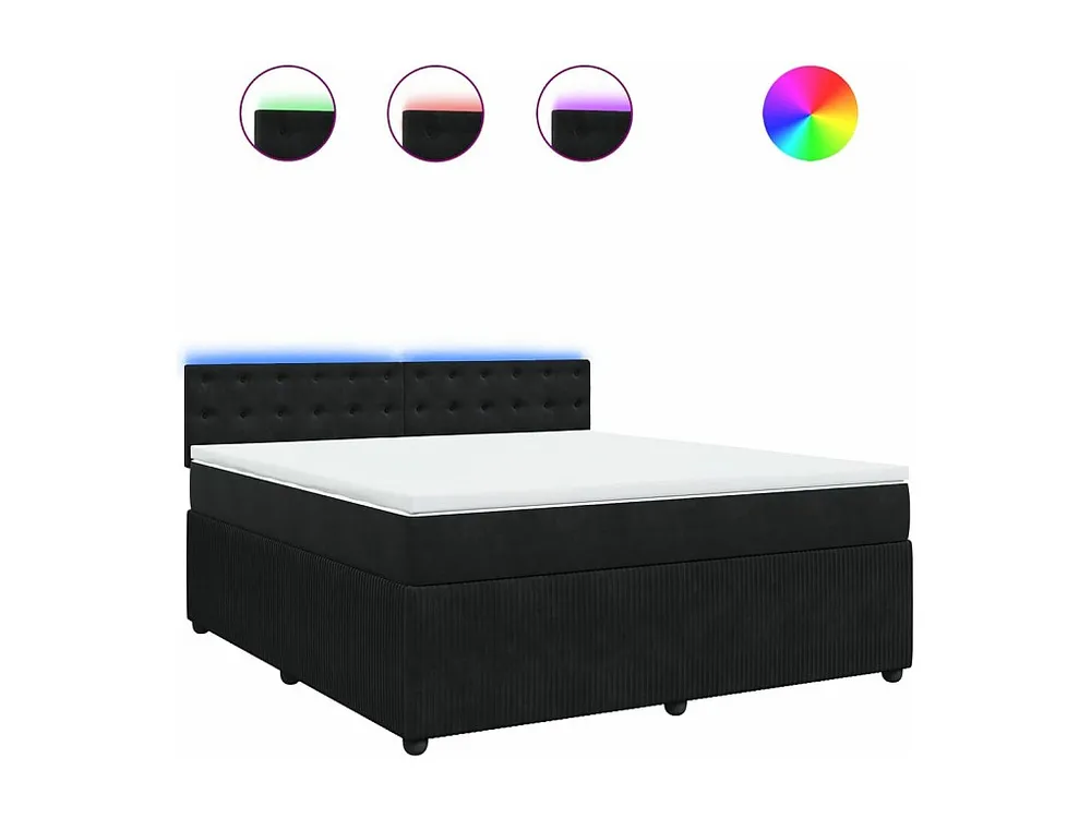 Conjunto Completo para Quarto Cama com molas/colchão 180x200 cm veludo preto
