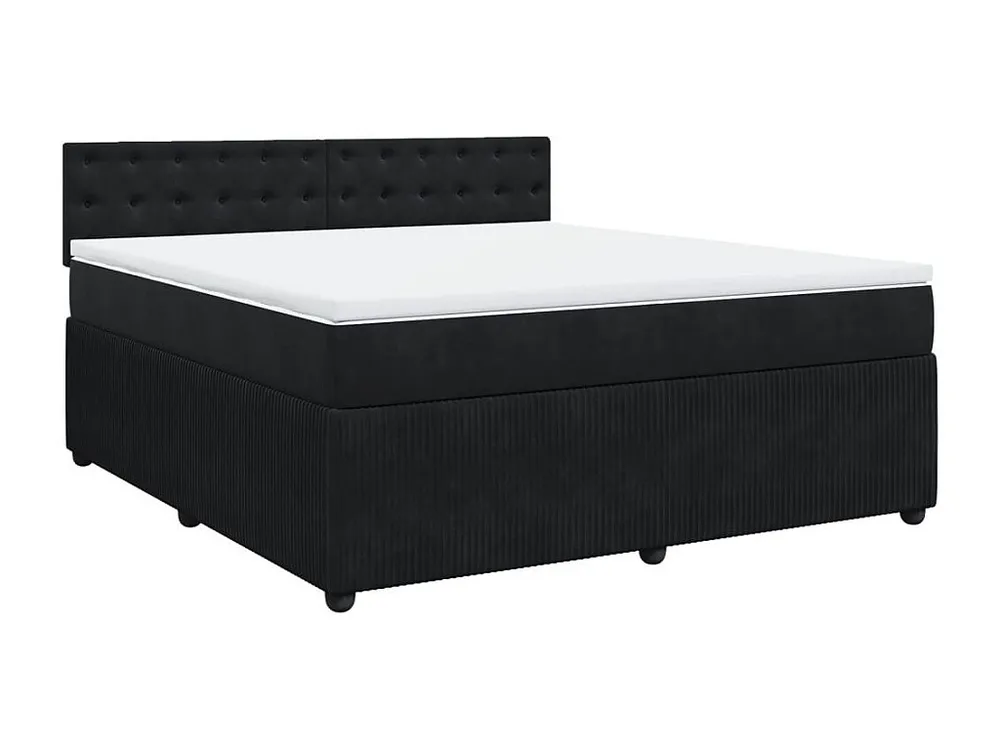Conjunto Completo para Quarto Cama com molas/colchão 180x200 cm veludo preto