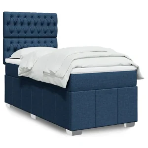 Conjunto Completo para Quarto Cama com molas/colchão 100x200 cm tecido azul