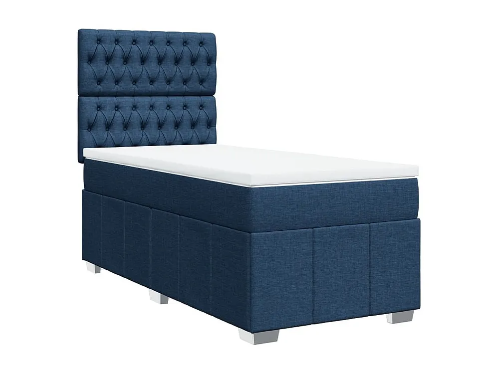 Conjunto Completo para Quarto Cama com molas/colchão 100x200 cm tecido azul
