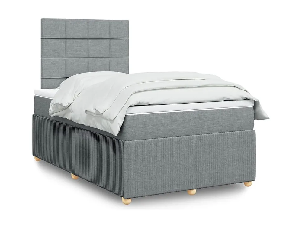 Conjunto Completo para Quarto Cama com molas/colchão 120x200 cm tecido cinza-claro
