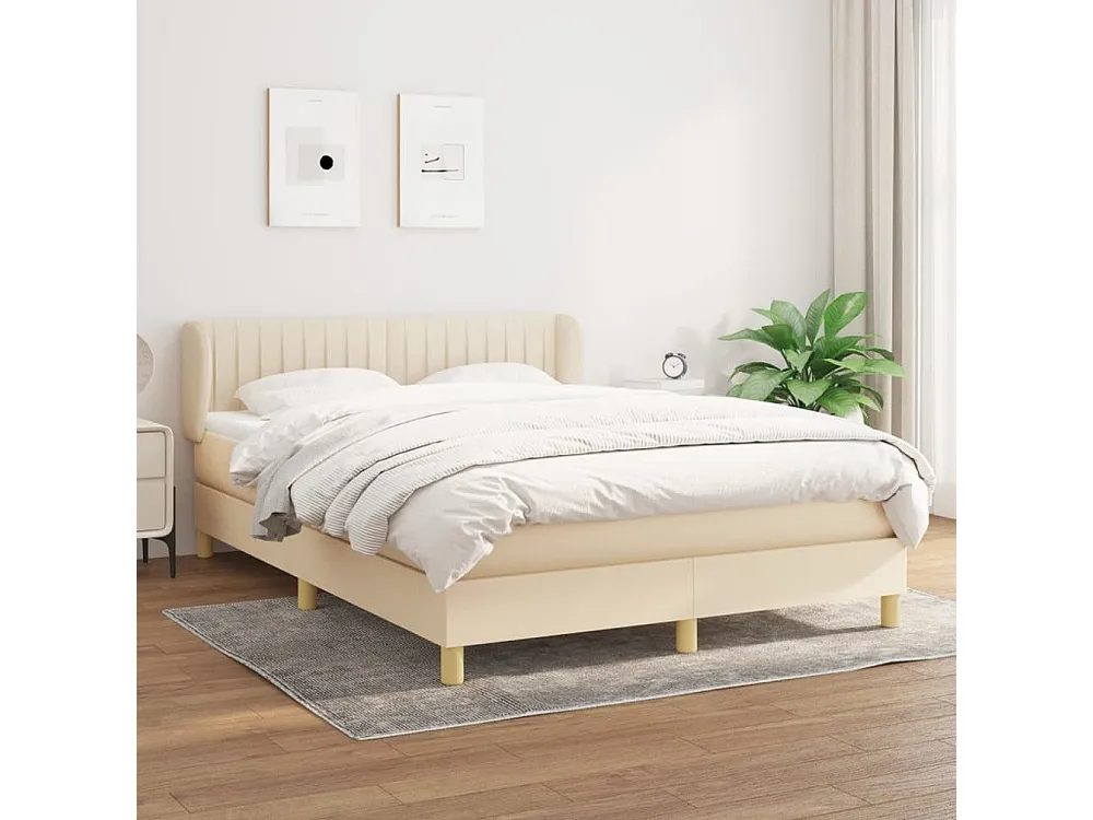 Conjunto Completo para Quarto Cama com molas/colchão 140x190 cm tecido cor creme