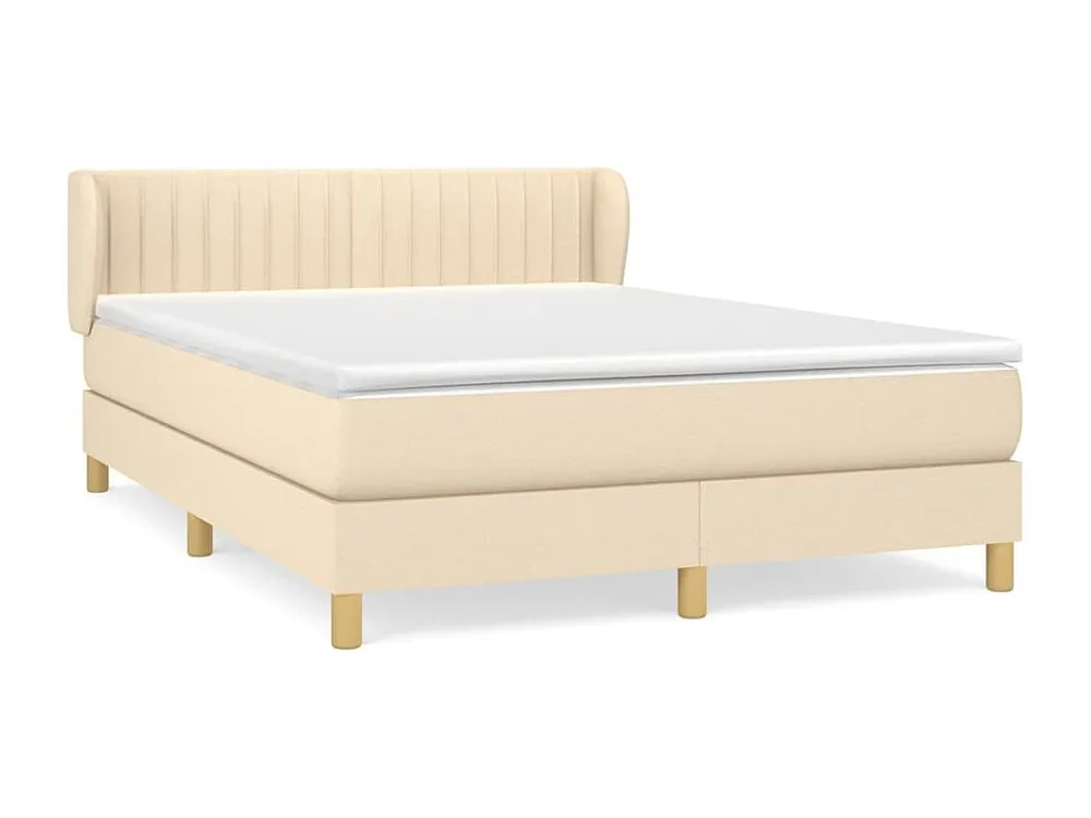 Conjunto Completo para Quarto Cama com molas/colchão 140x190 cm tecido cor creme