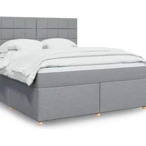 Conjunto Completo para Quarto Cama com molas/colchão 180x200 cm tecido cinzento-claro