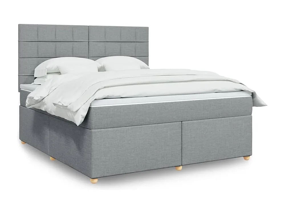 Conjunto Completo para Quarto Cama com molas/colchão 180x200 cm tecido cinzento-claro