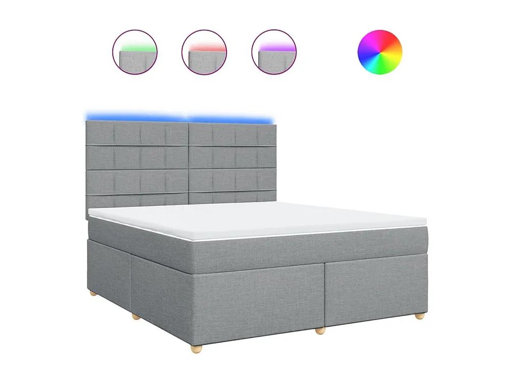 Conjunto Completo para Quarto Cama com molas/colchão 180x200 cm tecido cinzento-claro