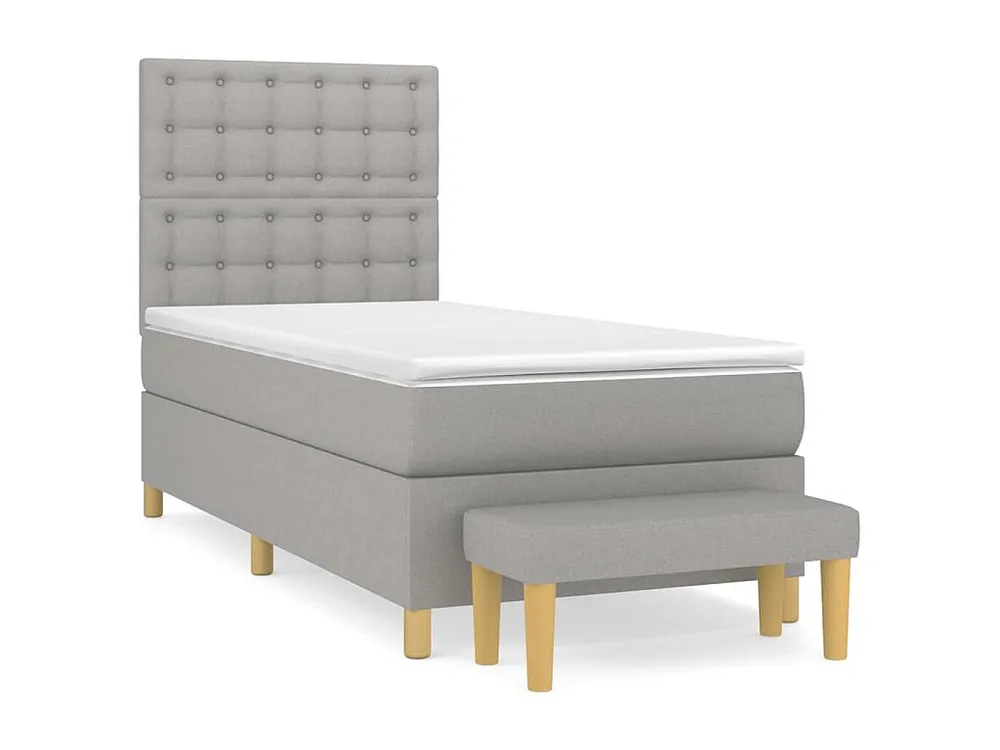 Conjunto Completo para Quarto Cama com molas/colchão 90x200 cm tecido cinza-claro