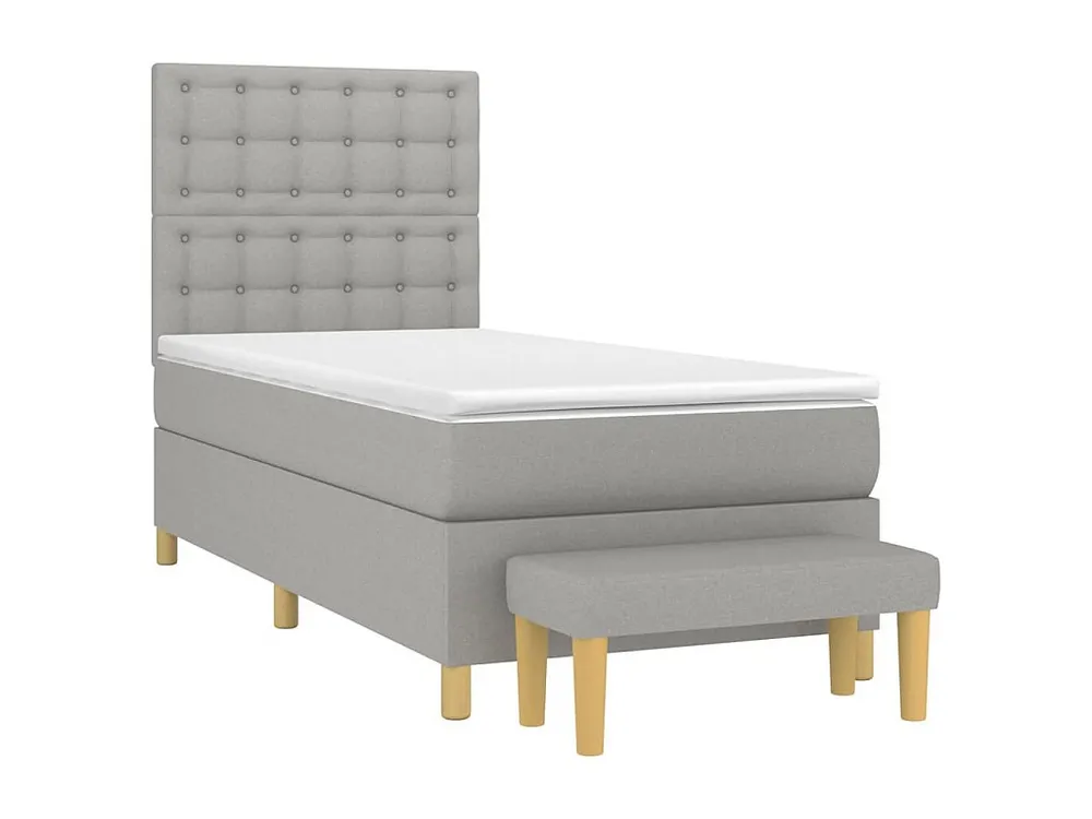 Conjunto Completo para Quarto Cama com molas/colchão 90x200 cm tecido cinza-claro