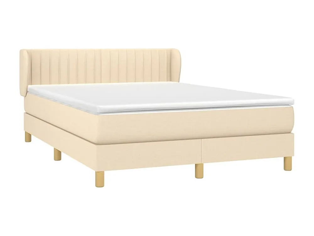 Conjunto Completo para Quarto Cama com molas/colchão 140x190 cm tecido cor creme
