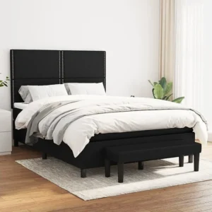 Conjunto Completo para Quarto Cama com molas/colchão 140x190 cm tecido preto